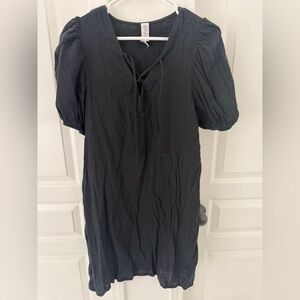 Anthropologie Black Puff Sleeve Dress